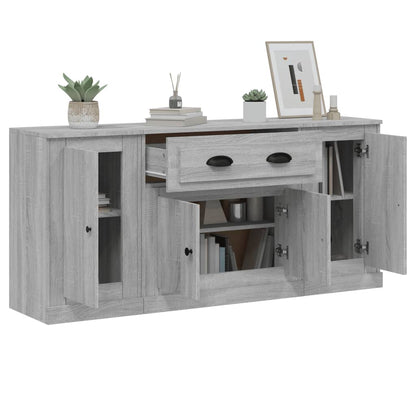 Contemporary Trio of White Engineered Wood Sideboards