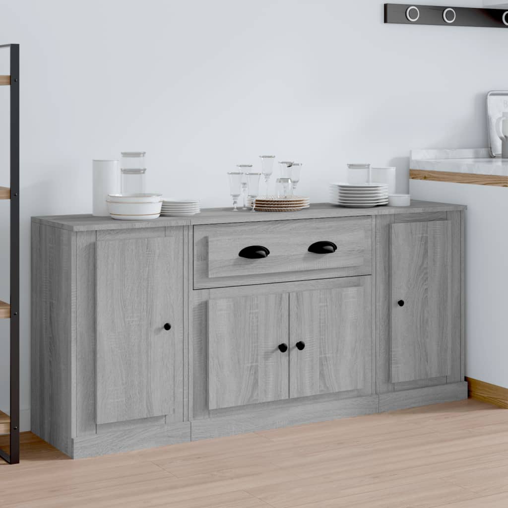 Contemporary Trio of White Engineered Wood Sideboards