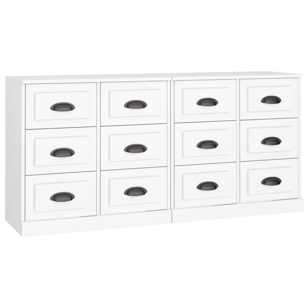 Contemporary 2 Pcs of White Engineered Wood Sideboards