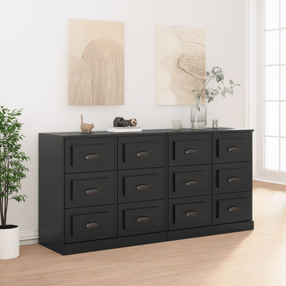 Contemporary 2 Pcs of White Engineered Wood Sideboards