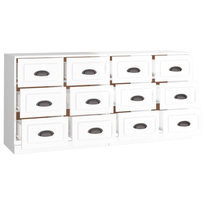 Contemporary 2 Pcs of White Engineered Wood Sideboards