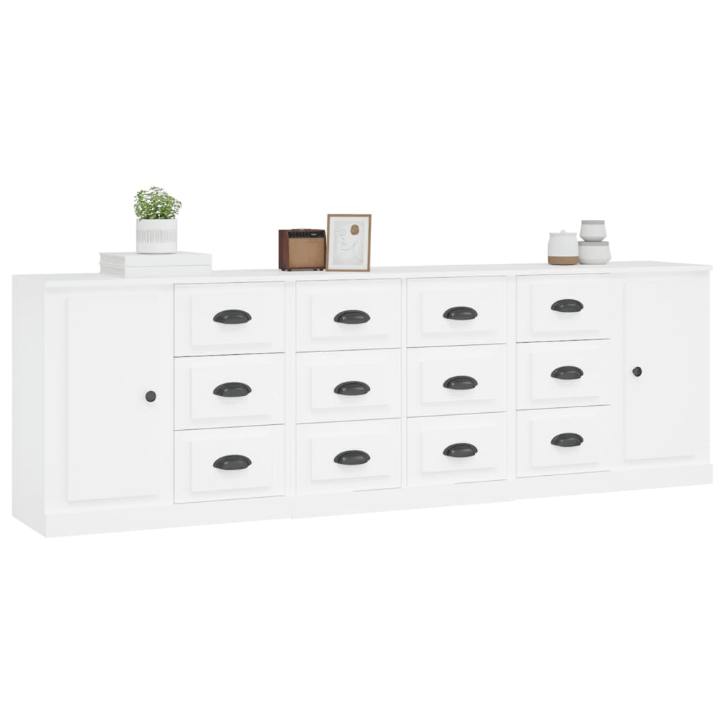 Contemporary 3 Pcs of White Engineered Wood Sideboards