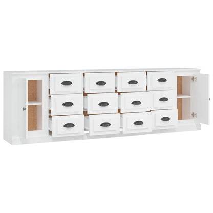Contemporary 3 Pcs of White Engineered Wood Sideboards