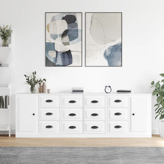 Contemporary 3 Pcs of White Engineered Wood Sideboards