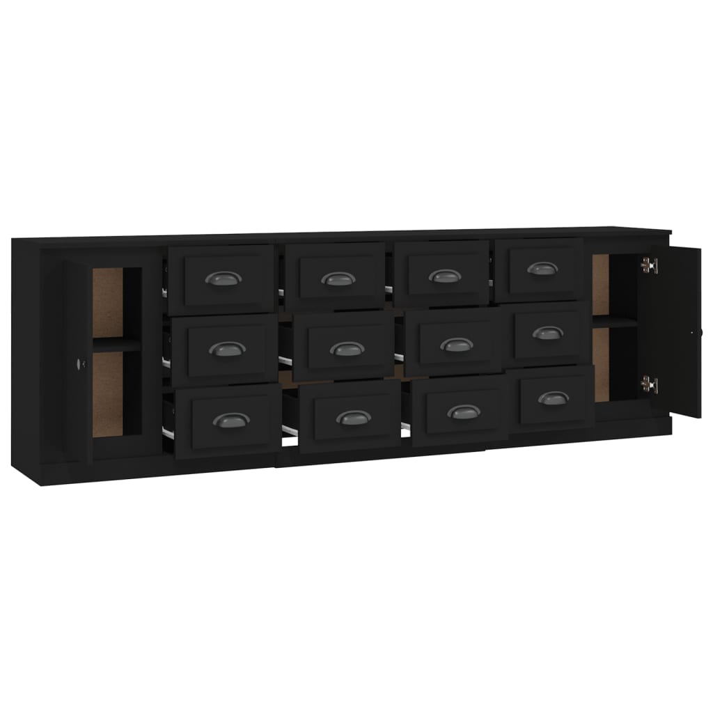 Contemporary 3 Pcs of White Engineered Wood Sideboards