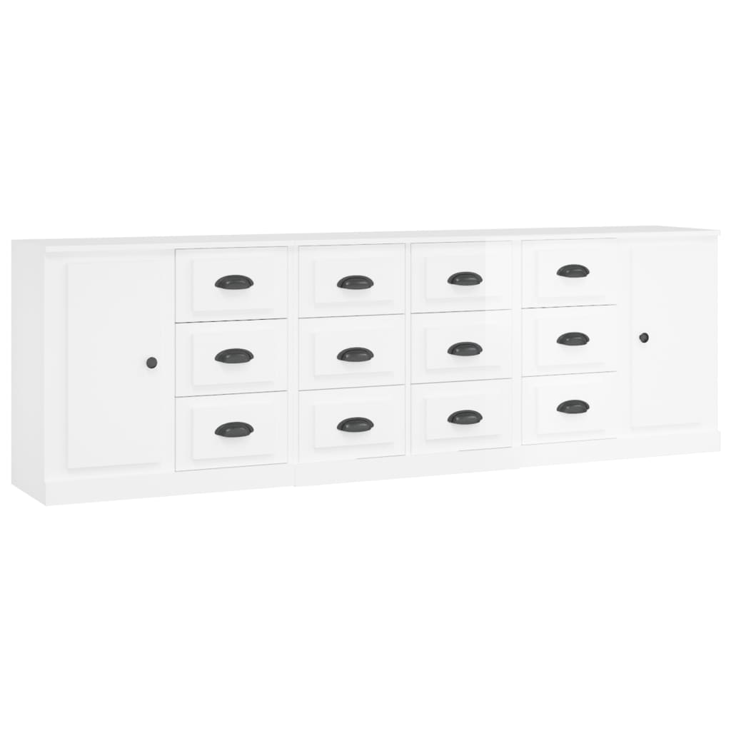 Contemporary 3 Pcs of White Engineered Wood Sideboards
