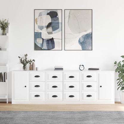 Contemporary 3 Pcs of White Engineered Wood Sideboards