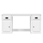 White Engineered Wood Desk with Cabinet