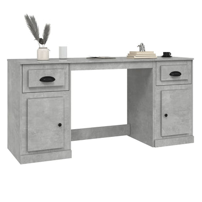 White Engineered Wood Desk with Cabinet