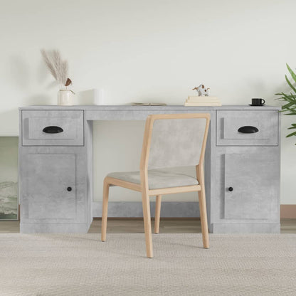 White Engineered Wood Desk with Cabinet