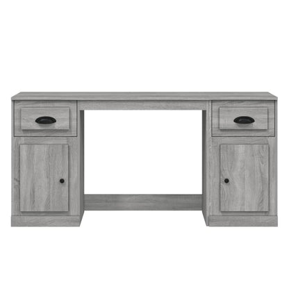 White Engineered Wood Desk with Cabinet