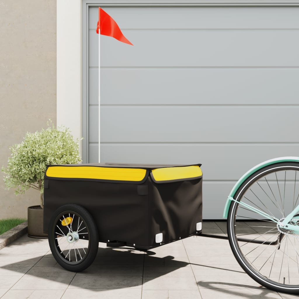 Bike Cargo Trailer Black and Yellow Iron - 124×62.5×52cm