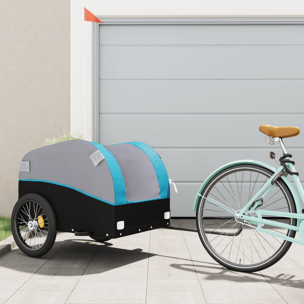 Bike Trailer Black & Blue 45 kg Iron