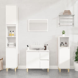 Bathroom Storage Sleek White Engineered Wood Cabinet 3 Pcs