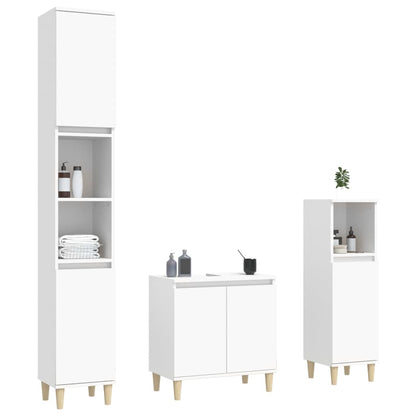 Contemporary White Bathroom Trio: Engineered Wood 3-Piece Furniture