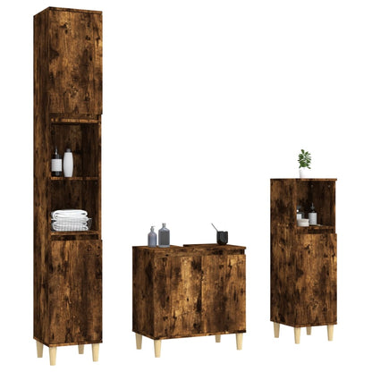 Contemporary White Bathroom Trio: Engineered Wood 3-Piece Furniture