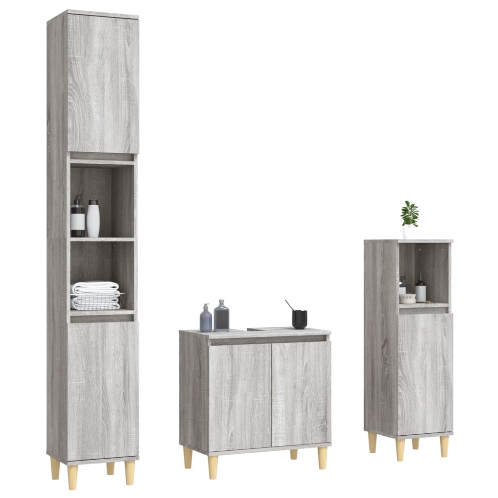 Contemporary White Bathroom Trio: Engineered Wood 3-Piece Furniture