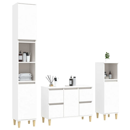 White Bathroom Engineered Wood 3-Piece Furniture Elegance