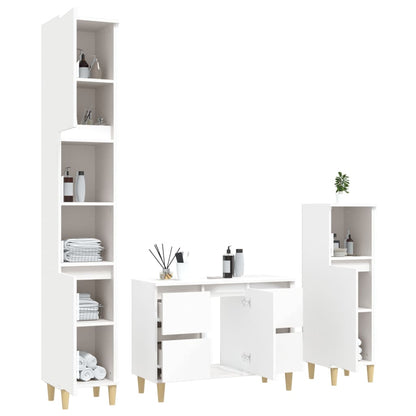 White Bathroom Engineered Wood 3-Piece Furniture Elegance