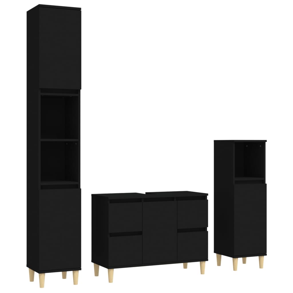 White Bathroom Engineered Wood 3-Piece Furniture Elegance
