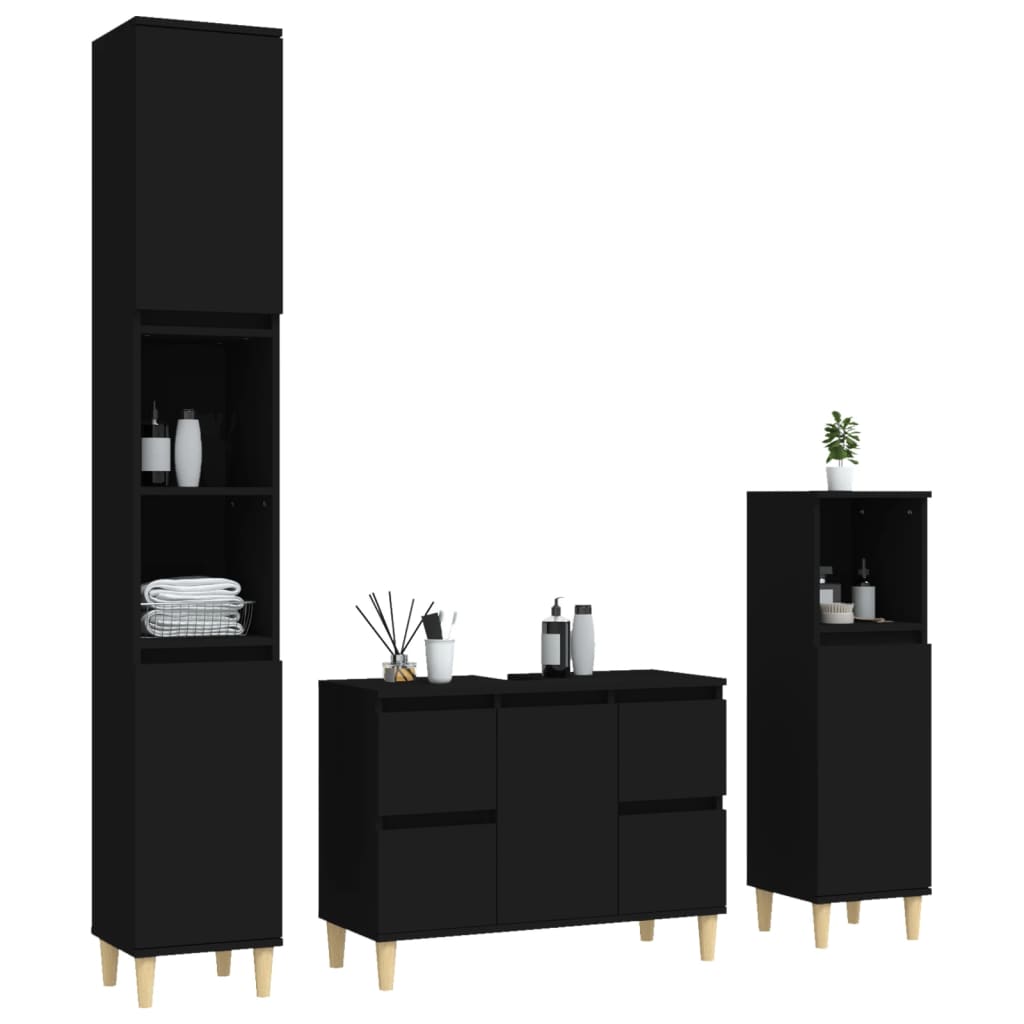 White Bathroom Engineered Wood 3-Piece Furniture Elegance