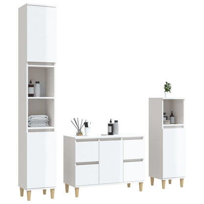 White Bathroom Engineered Wood 3-Piece Furniture Elegance