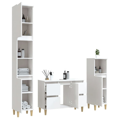 White Bathroom Engineered Wood 3-Piece Furniture Elegance