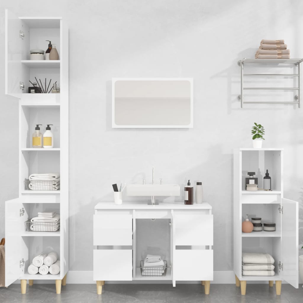 White Bathroom Engineered Wood 3-Piece Furniture Elegance