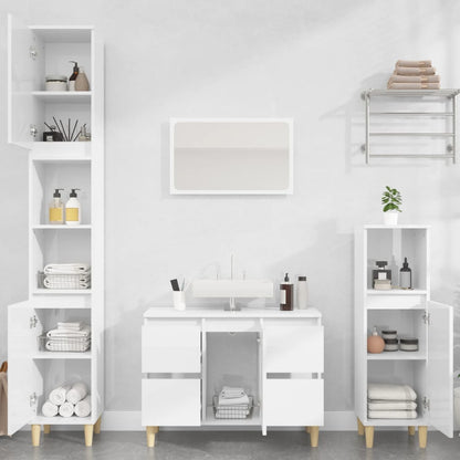 White Bathroom Engineered Wood 3-Piece Furniture Elegance