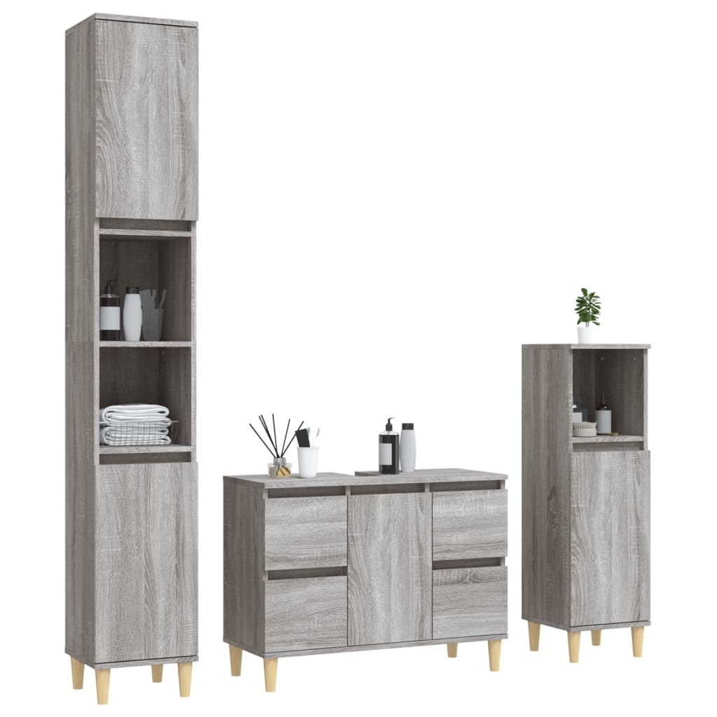 White Bathroom Engineered Wood 3-Piece Furniture Elegance
