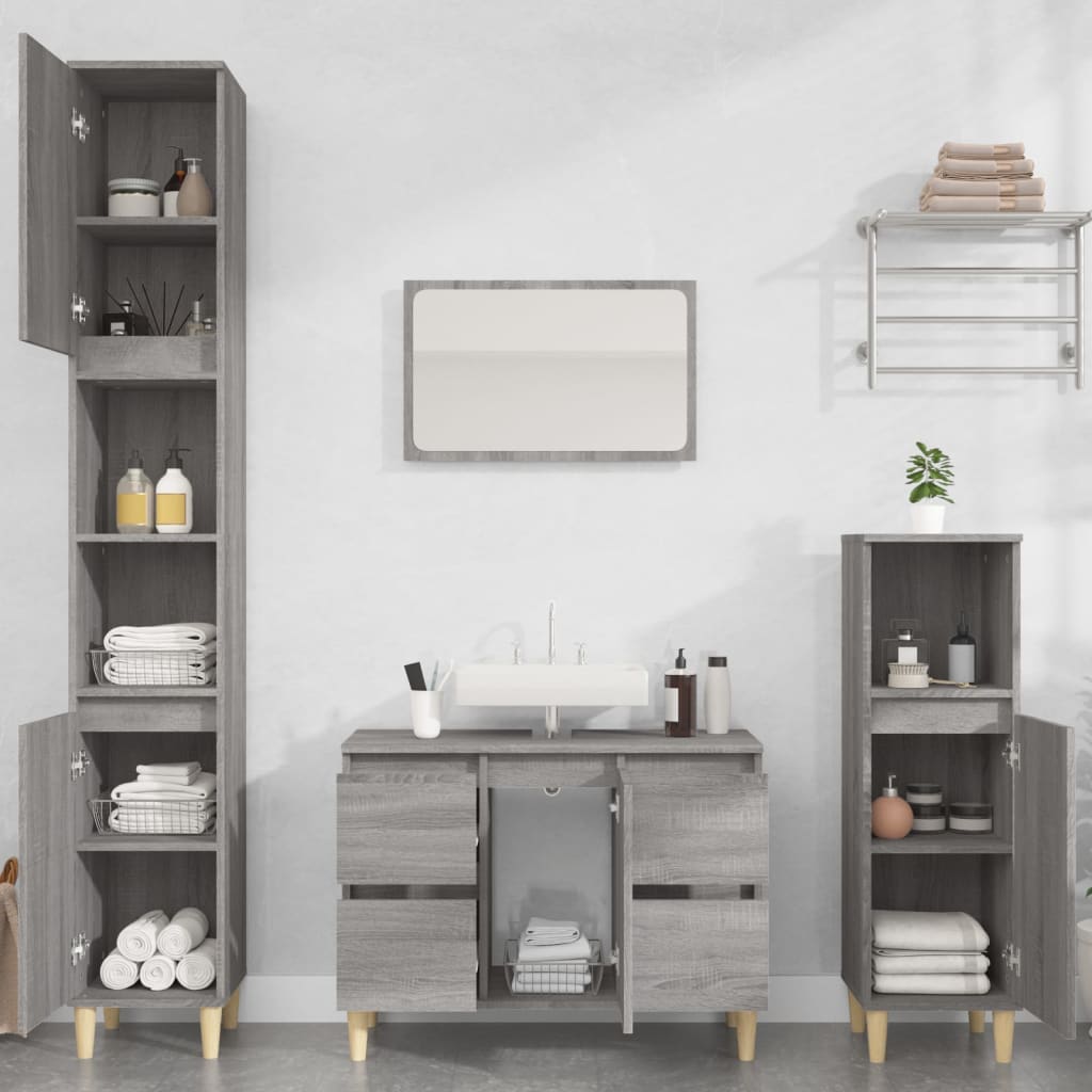 White Bathroom Engineered Wood 3-Piece Furniture Elegance