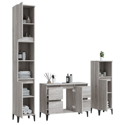 Complete White Wood Trio for Your Bath: 3-Piece Furniture Set