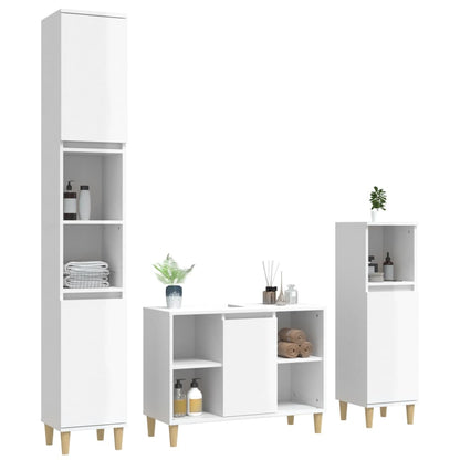 Elegant White Engineered Wood 3-Piece Bathroom