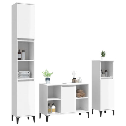 Contemporary 3-Pcs White Engineered Wooden Bath Set