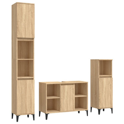Contemporary 3-Pcs White Engineered Wooden Bath Set