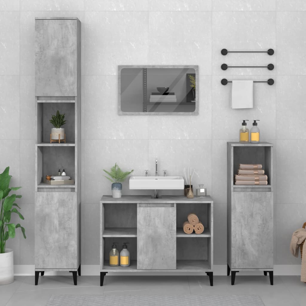 Contemporary 3-Pcs White Engineered Wooden Bath Set