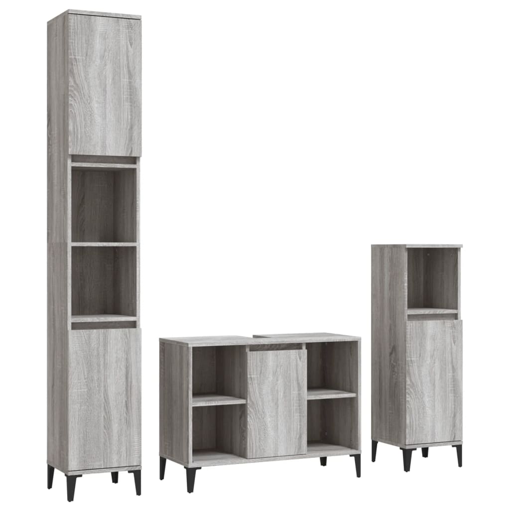 Contemporary 3-Pcs White Engineered Wooden Bath Set