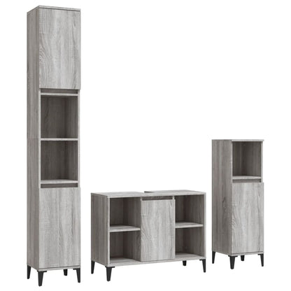 Contemporary 3-Pcs White Engineered Wooden Bath Set