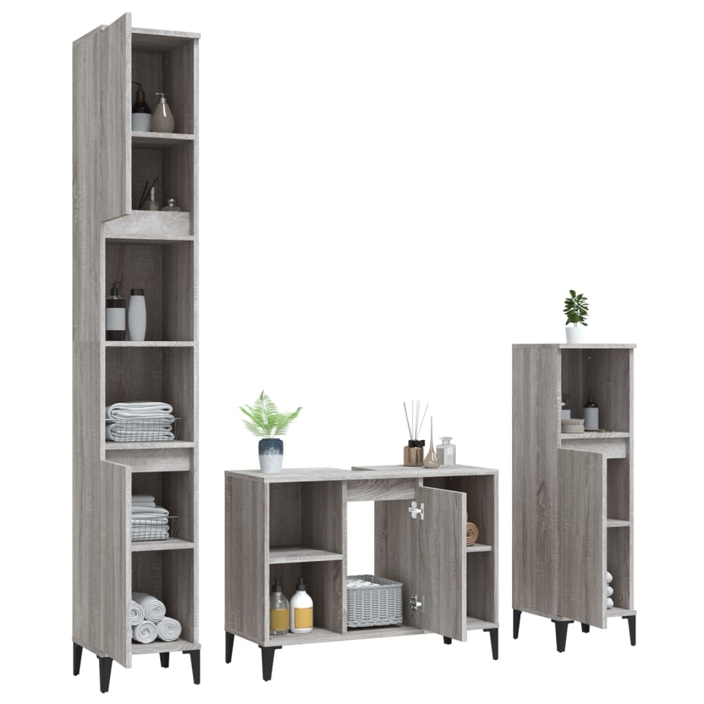 Contemporary 3-Pcs White Engineered Wooden Bath Set