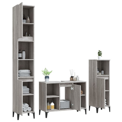 Contemporary 3-Pcs White Engineered Wooden Bath Set