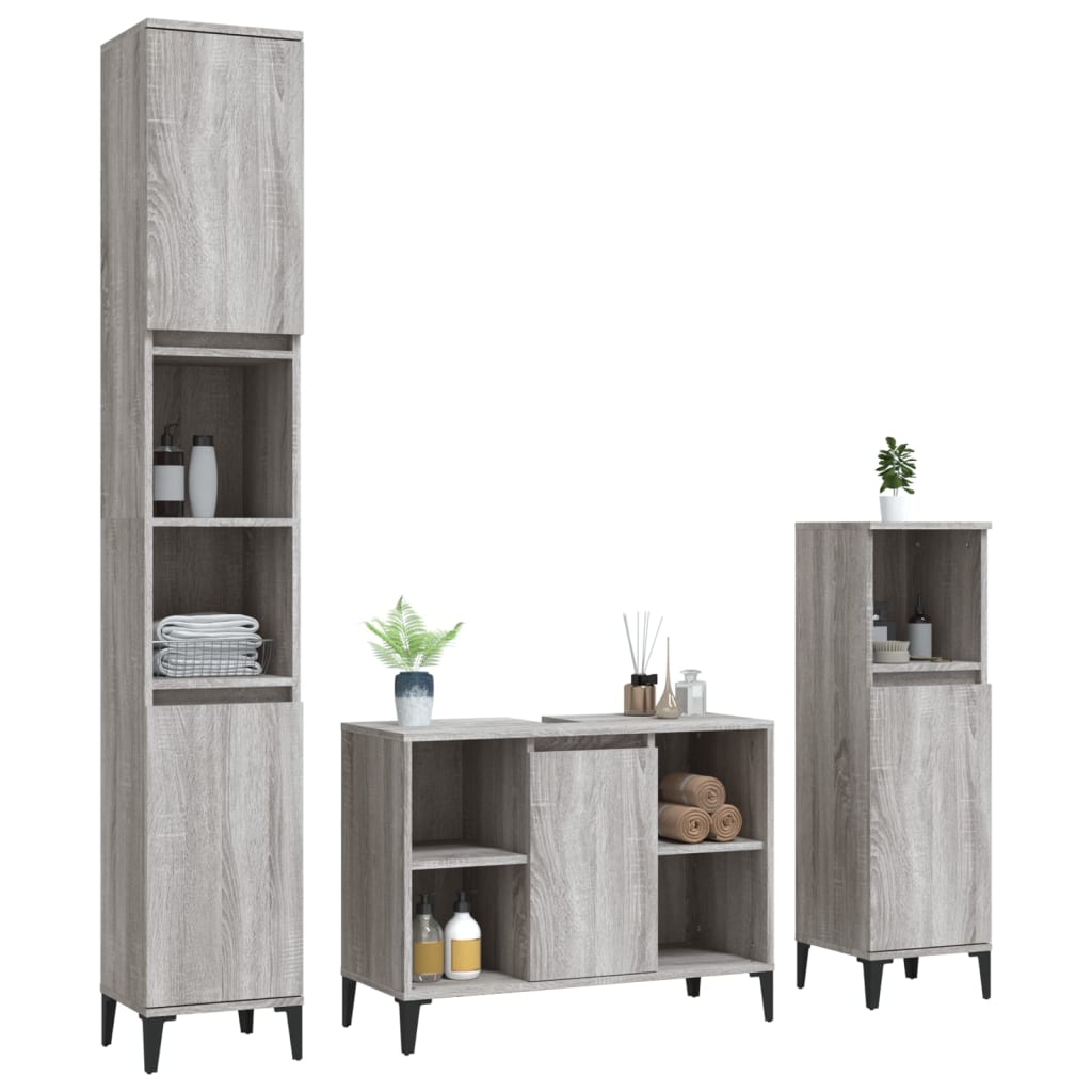 Contemporary 3-Pcs White Engineered Wooden Bath Set