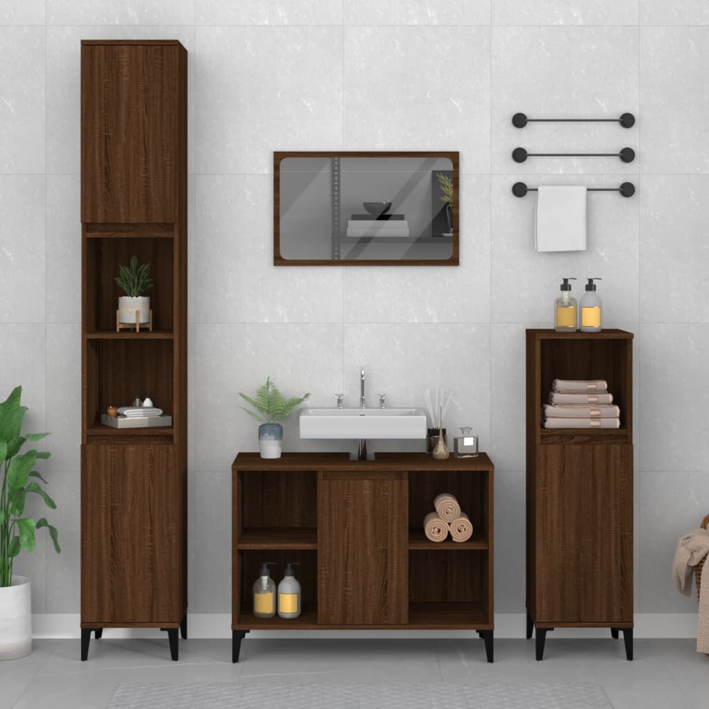 Contemporary 3-Pcs White Engineered Wooden Bath Set