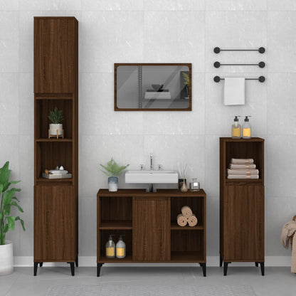 Contemporary 3-Pcs White Engineered Wooden Bath Set