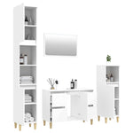 Complete White Wood Trio for Your Bath: 4-Piece Furniture Set