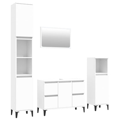 Complete White Wood Trio for Your Bath: 4-Piece Furniture Set