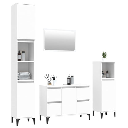 Complete White Wood Trio for Your Bath: 4-Piece Furniture Set