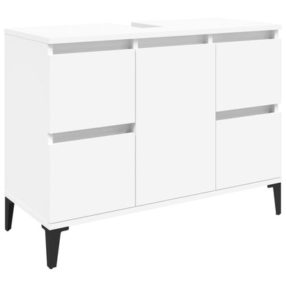 Complete White Wood Trio for Your Bath: 4-Piece Furniture Set