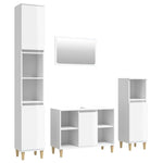 Contemporary White Bathroom Trio: Engineered Wood 4-Piece Furniture