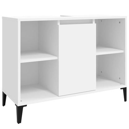 Contemporary White Bathroom Trio: Engineered Wood 4-Piece Furniture