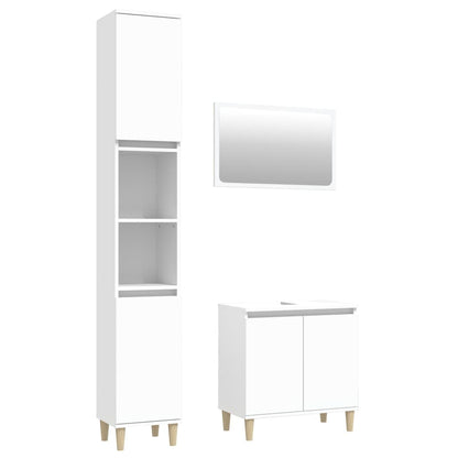 Contemporary 3-Part White Engineered Wooden Bath Set